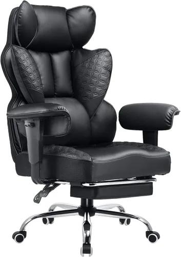 Miniatura 14 de COMHOMA Silla de Oficina de Escritorio 400LBS Sillas de Oficina Grandes y Altas Sillas Ergonómicas para Juegos con Asiento Ancho Silla de Cuero