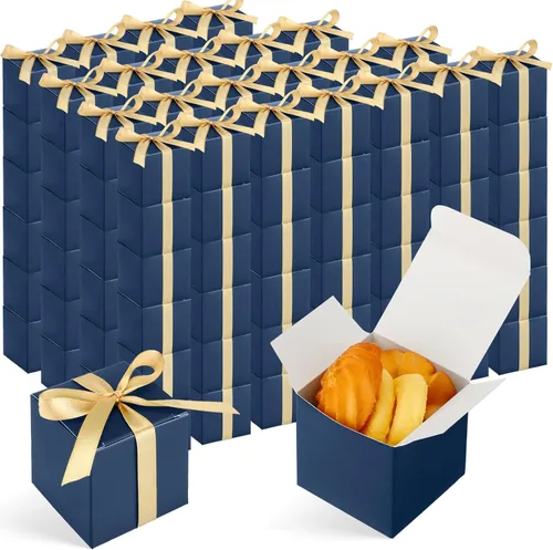 Miniatura 10 de Jutom 100 mini cajas de regalo, cajas de dulces extra pequeñas de papel con cinta dorada para el día de San Valentín, cumpleaños, boda, aniversario