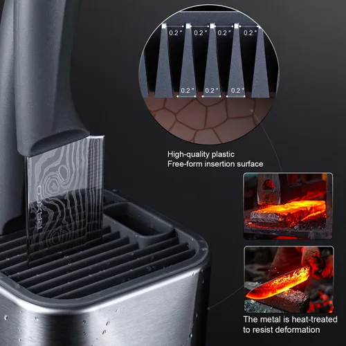 Miniatura 7 de RAXCO Juego de cuchillos de cocina de 10 piezas Soporte de acero inoxidable Diseño compacto - Gris Damasco.