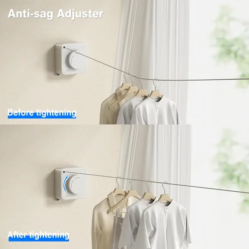 Miniatura 3 de MUSTORN Tendedero retráctil para interiores, línea de ropa para exteriores que no se hunde, línea de ropa resistente para secar la ropa, línea