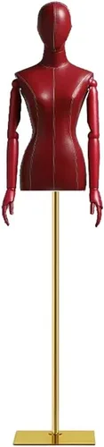 Miniatura 9 de Maniquí de forma de vestido femenino, torso de maniquí de cuerpo de poliuretano con soporte de metal ajustable en altura, brazos de madera, cuerpo