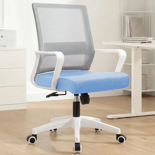 Miniatura 11 de NEO CHAIR Silla de oficina para juegos y computadora de escritorio ergonómica de malla con respaldo medio, soporte lumbar, ruedas, cómoda, Gris