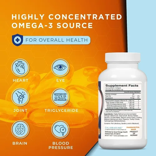 Miniatura 7 de Suplementos de aceite de pescado con recubrimiento entérico omega-3, forma de triglicéridos, 1100 mg de ácidos grasos omega-3 totales, sin lácteos