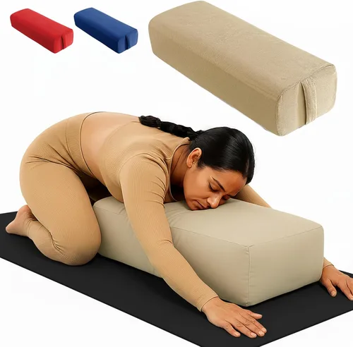 Almohada rectangular de yoga para meditación, yoga y apoyo de espalda, cojín de meditación suave con funda de algodón extraíble para lavar a mano y