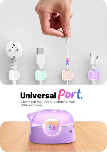 Miniatura 4 de Clips para cables, paquete de 8 organizadores de cables [1 bloqueo y adhesivo más fuerte], clips de resorte para cable de teléfono, cargador