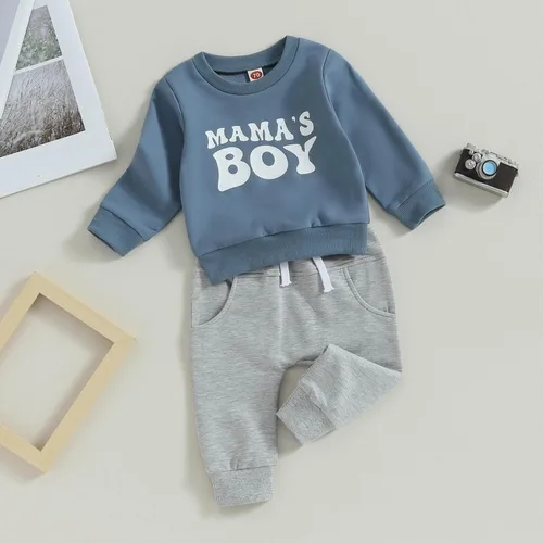 Miniatura 3 de Conjunto de sudadera con letras y pantalones deportivos para bebé recién nacido, para otoño e invierno