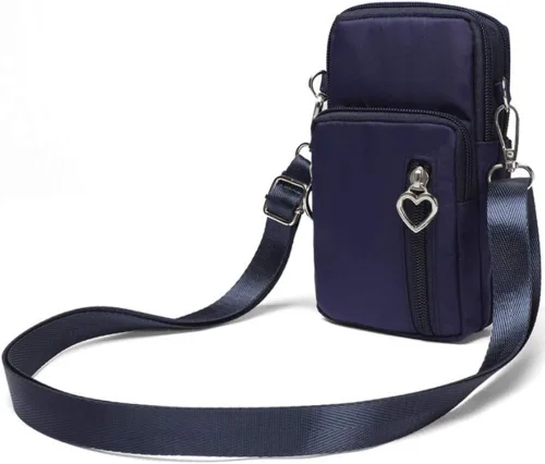 Bolsa deportiva para correr al aire libre, a prueba de sudor, con correa para llevarla en el brazo y correa para el hombro o llevarla cruzada, Azul