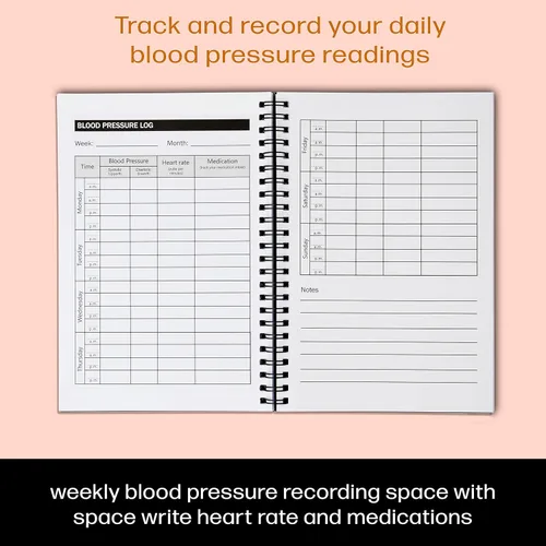 Miniatura 2 de Miru Cuaderno de registro de presión arterial A5 con tapa dura, cuaderno de presión arterial encuadernado en espiral, registro y monitoreo diario