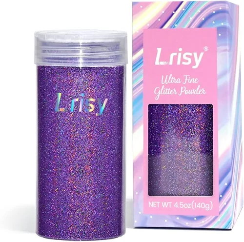 Miniatura 11 de Lrisy - Polvo holográfico de purpurina extrafina con tapa agitadora, lentejuelas con purpurina para resina epoxi, slime, vasos, uñas y artes