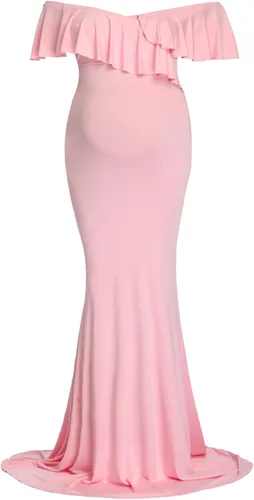 Miniatura 5 de Vestido largo de maternidad con volantes, elegante vestido de fotografía, vestido elástico delgado para sesión de fotos