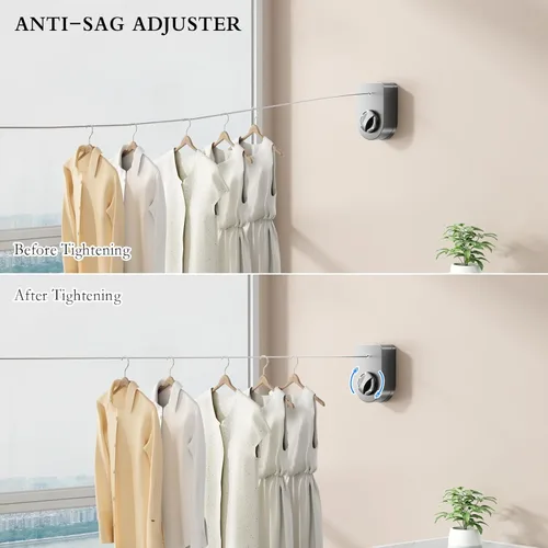 Miniatura 4 de CICUFY Tendedero retráctil para interiores, línea de ropa que no se hunde al aire libre, tendedero resistente de 13.7 pies con varilla telescópica