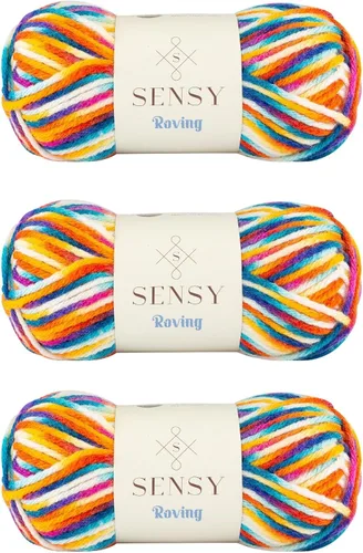 Miniatura 89 de Sensy Roving - Ovillo de lana multicolor, 3.5 onzas, 132 yardas, calibre 5, voluminoso (otoño)