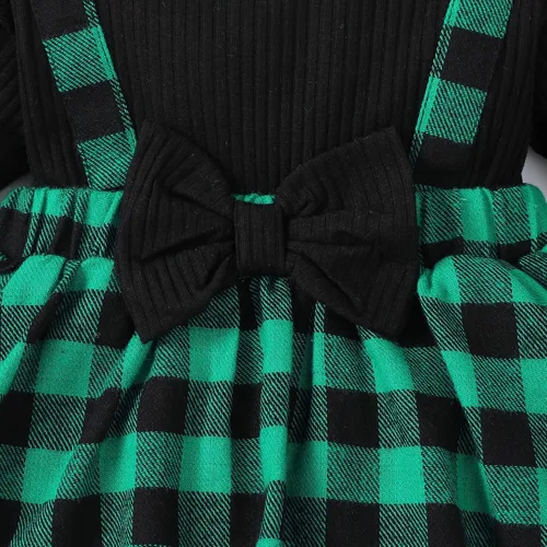 Miniatura 4 de OPAWO Vestido de niña recién nacida con volantes de encaje de manga largacorta, vestido de niña de flores, mameluco acanalado para otoño e invierno