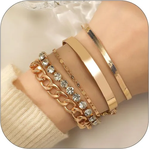 Miniatura 7 de Long tiantian Pulsera de oro gruesa para mujer, pulseras de oro delicadas, pulseras para mujer, pulseras apilables de eslabones de cadena