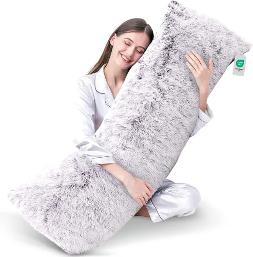 Miniatura 12 de Cheer Collection Almohada larga para el cuerpo, almohada larga suave y mullida para sofá y cama, almohada de felpa para dormir de lado, almohada