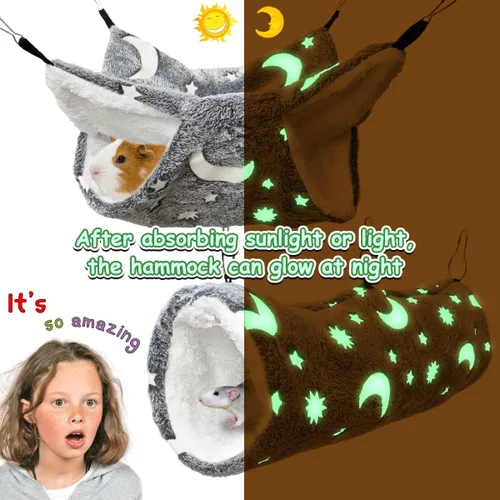 Miniatura 3 de Escondite de hurón y cama suave, hamaca y túnel de conejillo de indias luminoso con brillo nocturno