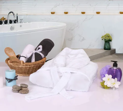 Miniatura 7 de NY Threads - Bata de baño de vellón para mujer con cuello tipo chal, bata larga y suave