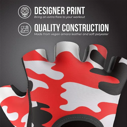 Miniatura 4 de Contraband Pink Label 5217 Design Series - Guantes de levantamiento y remo con estampado de camuflaje (par) – Ligero vegano medio acolchado de Rojo