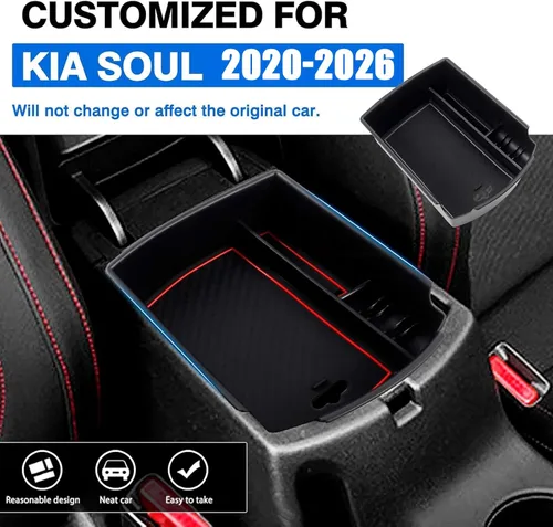 Miniatura 2 de Autorder Organizador de consola central para Kia Soul 2020 2021 2022 2023 2024 2025 2026 Accesorios Caja de almacenamiento para reposabrazos Bandeja