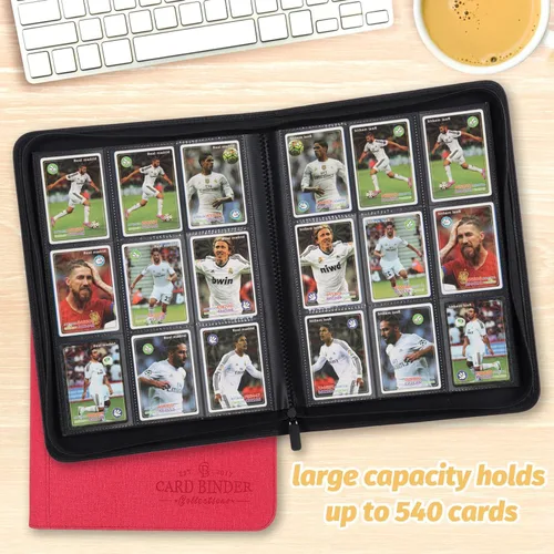 Miniatura 4 de Carpeta de Tarjetas Coleccionables, Carpeta de Álbum de Colección de Tarjetas con 540 Bolsillos de Carga Lateral, Carpeta de Álbum de Tarjetas Rojo