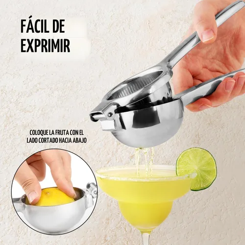 Miniatura 7 de Exprimidor de limón de acero inoxidable con cuenco exprimidor de metal sólido resistente de alta calidad, exprimidor manual grande de cítricos