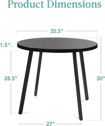 Miniatura 3 de Best Choice Products Mesa de comedor redonda de mediados de siglo moderna de 35.5 pulgadas, comedor que ahorra espacio para el hogar, cocina, Negro
