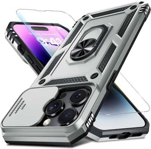 Miniatura 12 de Janmitta - Funda para iPhone 14 Pro con cubierta deslizante para lente de cámara incorporada + protector de pantalla, funda de cuerpo completo
