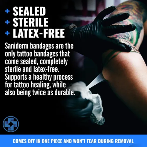Miniatura 5 de Saniderm - Rollo de vendaje Flex Tattoo Aftercare - Envoltura de tatuaje ultra flexible, impermeable, estéril para una curación rápida y protección