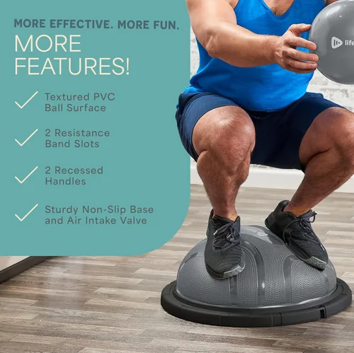 Miniatura 4 de Lifepro Half Balance Ball Trainer - Pelota de estabilidad para ejercicio, entrenamientos de cuerpo completo, gimnasio en casa y terapia física, Gris