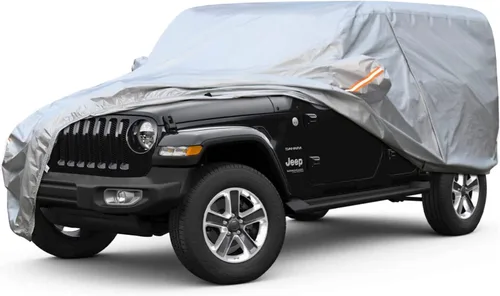 SEAZEN - Funda de coche para Jeep Wrangler de 6 capas, impermeable para todo tipo de clima, funda resistente para 4 puertas Wrangler CJ, YJ, TJ y