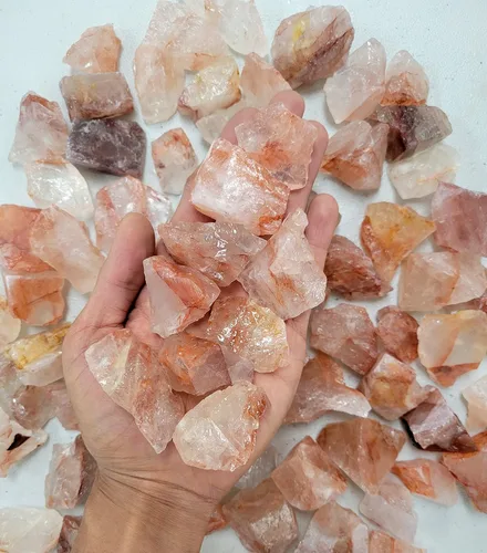 Miniatura 3 de Piedras ásperas de cuarzo de fuego de 1/2 libra, cristal de cuarzo hematoide a granel, piedras naturales y cristales crudos, rocas fuente