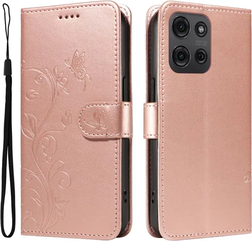 Miniatura 150 de Funda para Motorola Moto E22/E22i, piel sintética, con tarjetero y correa para la muñeca, a prueba de golpes, funda magnética para Motorola Moto Rojo