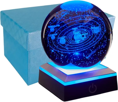 Miniatura 19 de Lámpara de noche de bola de cristal 3D con base LED - Lámpara de bola de cristal en forma de pez para cumpleaños, festividades, regalos de Navidad