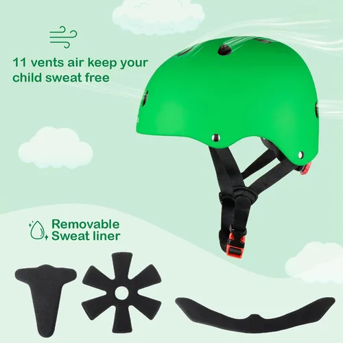 Miniatura 4 de KAMUGO - Casco de bicicleta para niños, casco para niños pequeños de 2 a 8 años, para niños y niñas, con equipo de protección deportiva, rodilleras
