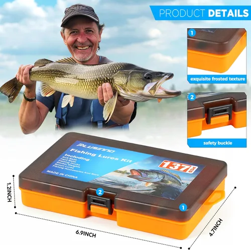 Miniatura 7 de PLUSINNO Fishing Lures, 137Pcs Tackle Box with Tackle Included, Crankbaits, Spoon, Hooks, Weights & Other Accessories, Fishing Bait Lure Gear Kit