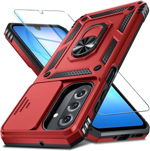 Miniatura 9 de Janmitta Compatible con Galaxy A15 5G Funda con Cubierta Deslizante Integrada para Lente de Cámara + Protector de Pantalla + Soporte de Anillo