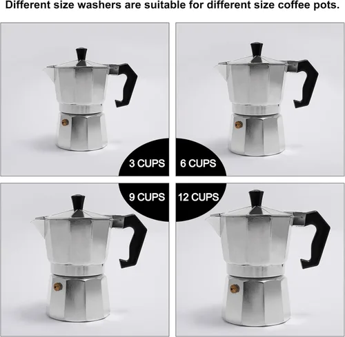 Miniatura 6 de MECCANIXITY Junta de silicona de 6 piezas de 2.165 x 2.835 in y 2 piezas de filtro de acero inoxidable de 2.598 x 2.126 in para 6 tazas de café Mocha