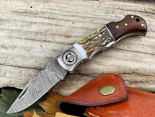 Miniatura 10 de Navaja de bolsillo plegable personalizada con grabado en acero damasquino WINTERFELL, regalo personalizado para marido, papá, novio, regalos