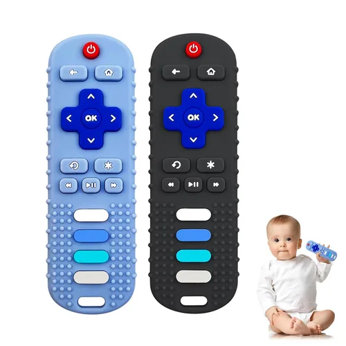 Miniatura 10 de YAPROMO Juguetes de Dentición de Silicona para Bebés, Juguete Control Remoto para Bebés de 3-18 Meses, Juguete de Dentición Control Remoto para Negro