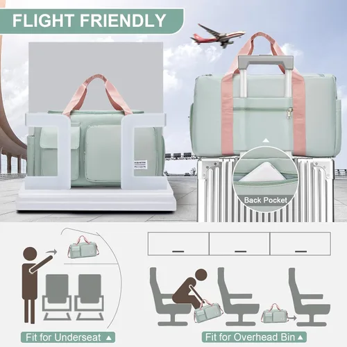 Miniatura 80 de Pequeña bolsa de gimnasio para mujer, bolsa de viaje con compartimento para zapatos