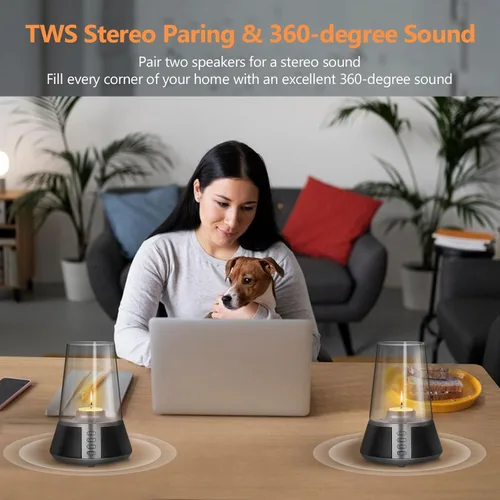 Miniatura 6 de Mufoli Altavoz Bluetooth portavelas con portavelas, altavoz inalámbrico portátil con portavelas, potente altavoz de sonido de 360 ° de 10 W