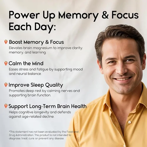 Miniatura 4 de Suplemento de magnesio de 2000 mg para un mejor sueño - Suplementos para la memoria y la concentración - Alta absorción muscular y apoyo cerebral