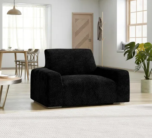 Miniatura 2 de PAULATO BY GA.I.CO. Funda para sofá, funda de sofá biplaza, funda elástica para sillón, funda de tela de poliéster suave, colección terciopelo, Negro