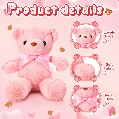Miniatura 3 de Skylety 10 osos de peluche a granel de 12 pulgadas, osos de peluche suaves de regalo con lazo de cinta para cumpleaños, baby shower, boda