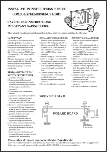 Miniatura 8 de Combo de luz LED de emergencia y señal de salida, letrero de salida verde, certificado UL, lámparas ajustables con batería de respaldo para negocios