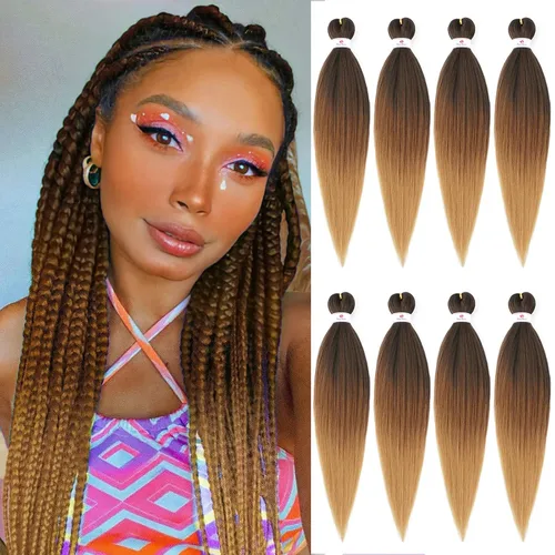 Miniatura 68 de Beyond Beauty - Trenzas preestiradas de cabello profesional sin picazón, ajuste de agua caliente, fibra sintética, textura Yaki, extensiones