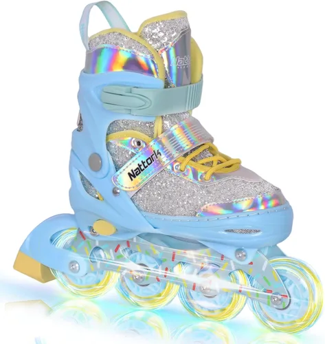 Nattork Patines en línea para niños y niñas, patines ajustables con ruedas iluminadas para edades de 3 a 12 años, el mejor regalo de cumpleaños para