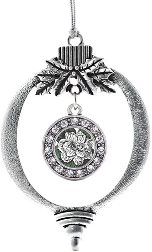 Miniatura 187 de Inspired Silver - Bonita bandera estadounidense - Adorno de Navidad plateado - Adorno de árbol de Navidad con dije circular con circonita cúbica