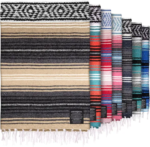 Miniatura 30 de Hydration Nation Auténtica manta mexicana extra grande (70 x 50 pulgadas), yoga tejida a mano, serape, falsa artesanal, playa, campamento, picnic