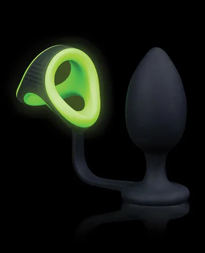 Miniatura 2 de Ouch GITD Plug W/CRing & BallStrap Grn OU726GLO